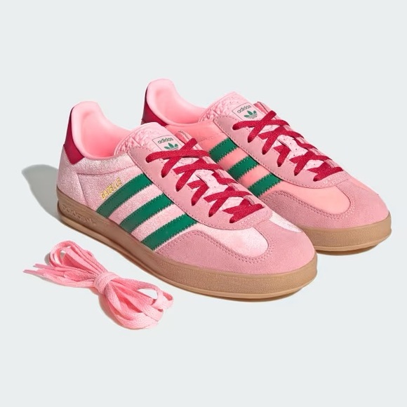 adidas Shoes - adidas Gazelle Indoor Pink Green Sneakers Women’s Size 7.5 NEW Retro OG Suede